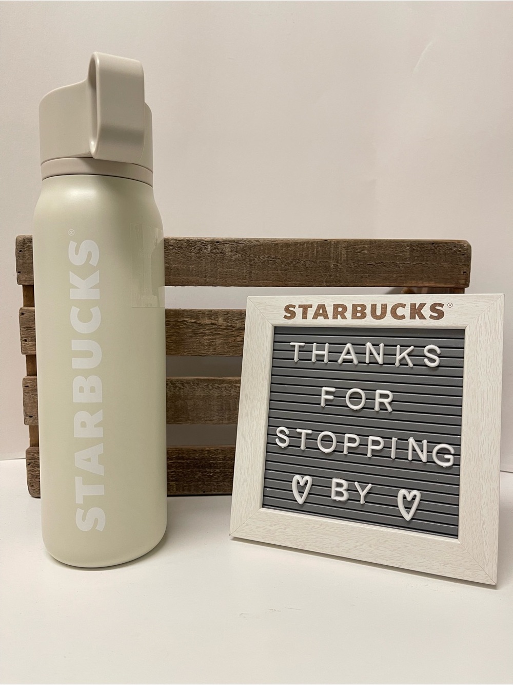 Starbucks 20oz Cream Travel Bottle with White Logo